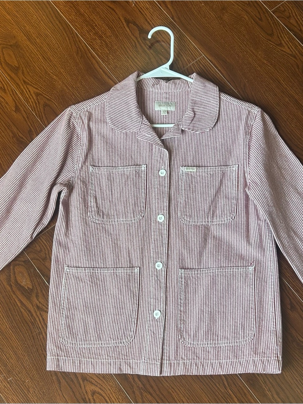 Brixton Brick Red and White Striped Cotton Jacket